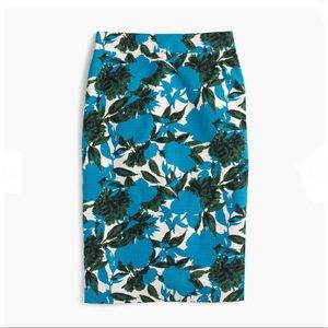 Jcrew floral vibrant pencil skirt size 6 blue green floral